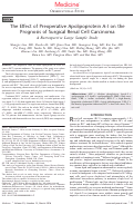 Cover page: The Effect of Preoperative Apolipoprotein A-I on the Prognosis of Surgical Renal Cell Carcinoma