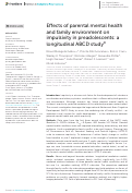 Cover page: Effects of parental mental health and family environment on impulsivity in preadolescents: a longitudinal ABCD study®.