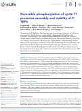 Cover page: Reversible phosphorylation of cyclin T1 promotes assembly and stability of P-TEFb