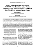 Cover page: History and Behavioral Ecology during the Middle-Late Transition on the Central California Coast: Findings from the Coon Creek Site (CA-SLO-9), San Luis Obispo County