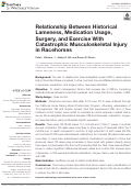 Cover page: Relationship Between Historical Lameness, Medication Usage, Surgery, and Exercise With Catastrophic Musculoskeletal Injury in Racehorses.