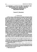 Cover page: An Empirical Study of the University of Wisconsin Law School Special Admissions Program: A Progress Report