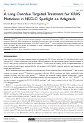 Cover page: A Long Overdue Targeted Treatment for KRAS Mutations in NSCLC: Spotlight on Adagrasib.