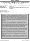 Cover page: Are Live Ultrasound Models Replaceable? Traditional versus Simulated Education Module for FAST Exam