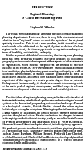Cover page: Regional Planning: A Call to Re-evaluate the Field