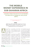 Cover page of The Mobile Money Experience in Sub-Saharan Africa: Lessons from the Institute for Money, Technology &amp; Financial Inclusion (IMTFI)