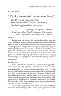 Cover page: “It’s like we’re just renting over here”: The Pervasive Experiences of Discrimination of Filipino Immigrant Youth Gang Members in Hawai’i