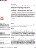 Cover page: Implementing paper-based patient-reported outcome collection within outpatient integrative health and medicine.