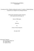 Cover page: Examining the Role of English and Spanish Academic Vocabulary on English Reading Comprehension of English Learner Bilingual Students