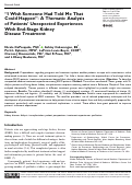 Cover page: “I Wish Someone Had Told Me That Could Happen”: A Thematic Analysis of Patients’ Unexpected Experiences With End-Stage Kidney Disease Treatment