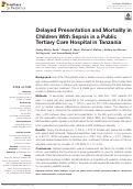 Cover page: Delayed Presentation and Mortality in Children With Sepsis in a Public Tertiary Care Hospital in Tanzania