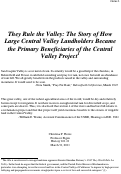 Cover page: They Rule the Valley: The Story of How Large Central Valley Landholders Became the Primary Beneficiaries of the Central Valley Project