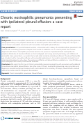 Cover page: Chronic eosinophilic pneumonia presenting with ipsilateral pleural effusion: a case report