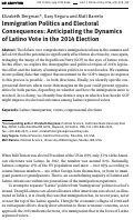 Cover page: Immigration Politics and Electoral Consequences: Anticipating the Dynamics of Latino Vote in the 2014 Election