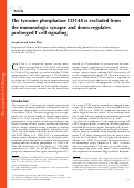 Cover page: The tyrosine phosphatase CD148 is excluded from the immunologic synapse and down-regulates prolonged T cell signaling