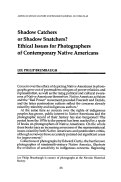 Cover page: Shadow Catchers or Shadow Snatchers? Ethical Issues for Photographers of Contemporary Native Americans