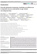 Cover page: Vesicular glutamate transporter modulates sex differences in dopamine neuron vulnerability to age‐related neurodegeneration
