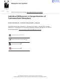 Cover page: Individual Differences in Comprehension of Contextualized Metaphors