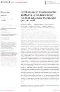 Cover page: Psychedelics in developmental stuttering to modulate brain functioning: a new therapeutic perspective?