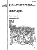 Cover page: Energy Use of Icemaking in Domestic Refrigerators