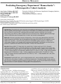 Cover page: Predicting Emergency Department “Bouncebacks”: A Retrospective Cohort Analysis