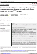 Cover page: Prevalence of clinical signs and factors impacting expression of myosin heavy chain myopathy in Quarter Horse‐related breeds with the MYH1E321G mutation