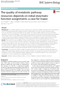 Cover page: The quality of metabolic pathway resources depends on initial enzymatic function assignments: a case for maize