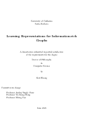 Cover page: Learning Representations for Information-rich Graphs