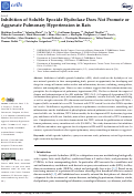 Cover page: Inhibition of Soluble Epoxide Hydrolase Does Not Promote or Aggravate Pulmonary Hypertension in Rats