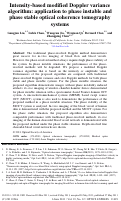 Cover page: Intensity-based modified Doppler variance algorithm: Application to phase instable and phase stable optical coherence tomography systems
