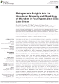 Cover page: Metagenomic Insights into the Uncultured Diversity and Physiology of Microbes in Four Hypersaline Soda Lake Brines