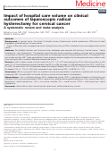 Cover page: Impact of hospital care volume on clinical outcomes of laparoscopic radical hysterectomy for cervical cancer