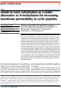 Cover page: Amide-to-ester substitution as a stable alternative to N-methylation for increasing membrane permeability in cyclic peptides.