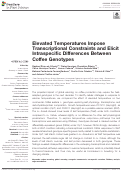 Cover page: Elevated Temperatures Impose Transcriptional Constraints and Elicit Intraspecific Differences Between Coffee Genotypes.