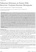 Cover page: Pulmonary metastases in patients with recurrent, treatment‐resistant meningioma