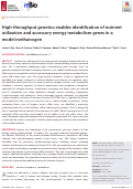 Cover page: High-throughput genetics enables identification of nutrient utilization and accessory energy metabolism genes in a model methanogen