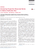 Cover page: Introducing Prospective Manuscript Review to&nbsp;Address Publication Bias