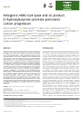 Cover page: Ketogenic HMG‐CoA lyase and its product β‐hydroxybutyrate promote pancreatic cancer progression