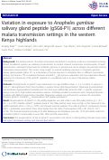 Cover page: Variation in exposure to Anopheles gambiae salivary gland peptide (gSG6-P1) across different malaria transmission settings in the western Kenya highlands