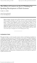 Cover page: The Effect of Context on the L2 Thinking for Speaking Development of Path Gestures