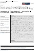 Cover page: Potential accuracy of prehospital NIHSS-based triage for selection of candidates for acute endovascular stroke therapy.