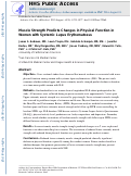 Cover page: Muscle Strength and Changes in Physical Function in Women With Systemic Lupus Erythematosus.