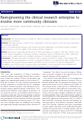 Cover page: Reengineering the clinical research enterprise to involve more community clinicians
