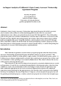 Cover page: An Impact Analysis of California’s State-County Assessors’ Partnership Agreement Program