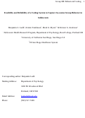 Cover page: Feasibility and Reliability of a Coding System to Capture In-Session Group Behavior in Adolescents