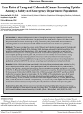 Cover page: Low Rates of Lung and Colorectal Cancer Screening Uptake Among a Safety-net Emergency Department Population