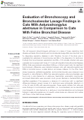 Cover page: Evaluation of Bronchoscopy and Bronchoalveolar Lavage Findings in Cats With Aelurostrongylus abstrusus in Comparison to Cats With Feline Bronchial Disease