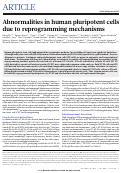 Cover page: Abnormalities in human pluripotent cells due to reprogramming mechanisms