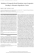 Cover page: Evolution of Conspecific Brood Parasitism versus Cooperative Breeding as Alternative Reproductive Tactics.