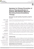 Cover page: Apixaban for Primary Prevention of Venous Thromboembolism in Patients With Multiple Myeloma Receiving Immunomodulatory Therapy.